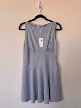 Reformation NWT Size M Mayve Coquette Knit Dress in Mineral Blue